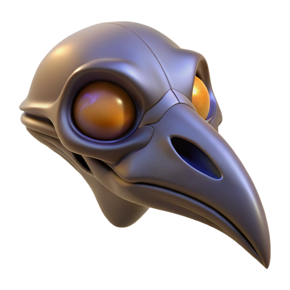 breathtaking remarkable A single, realistic raven skull with glowing eye sockets. NO BACKGROUND with Transparent Background. png