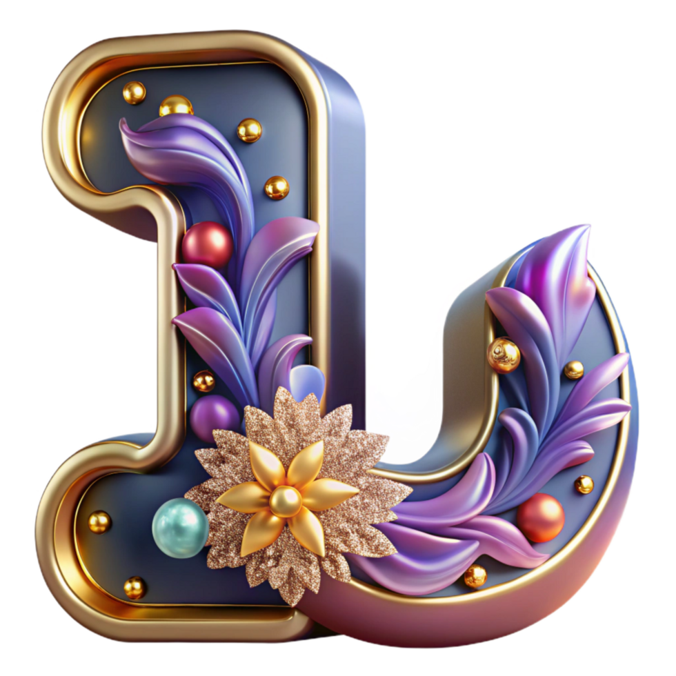 extraordinary artistic Ornate Letter L Transparent Background Floral Detail png