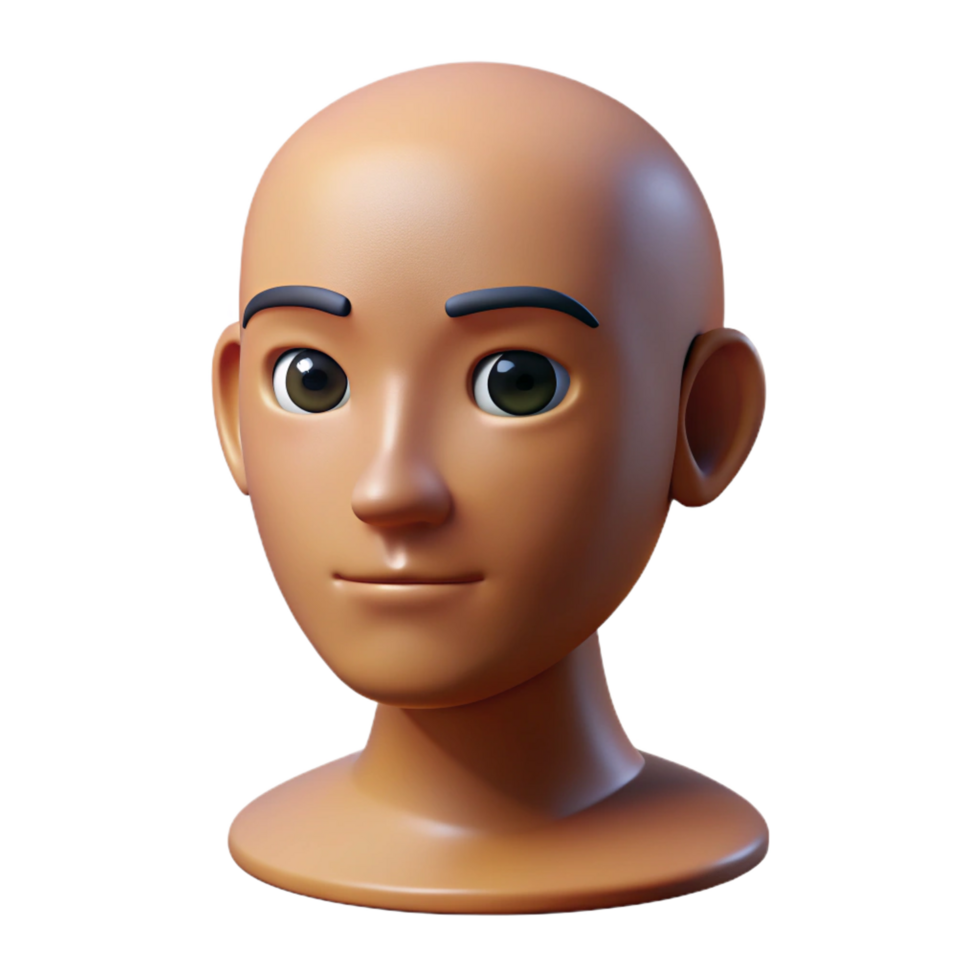 elegant unparalleled Human head facing forward NO BACKGROUND with Transparent Background. png