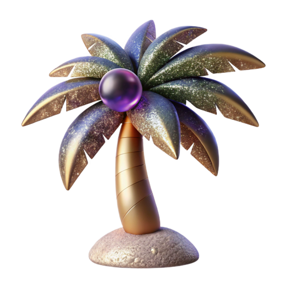 vibrant abstract Palm Tree with Fronds and Shadow Transparent Background exclusive png