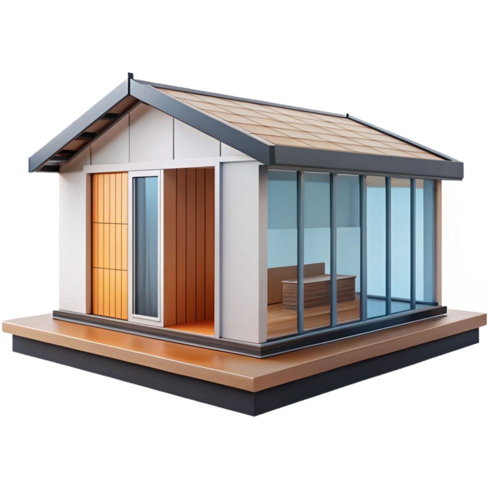 celebrated industrial Prefabricated modular home unit, NO BACKGROUND with Transparent Background. artisan png