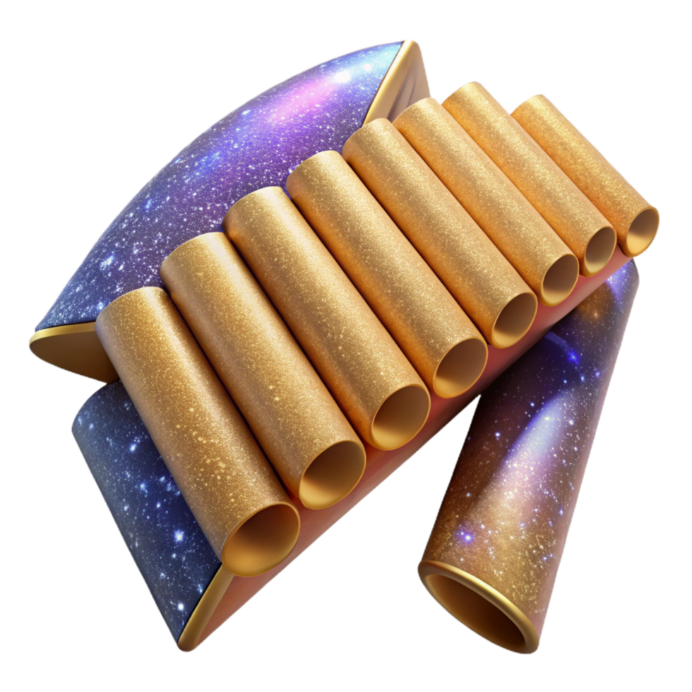 beautiful artistic Panpipes Isolated with Natural Bamboo Texture original png