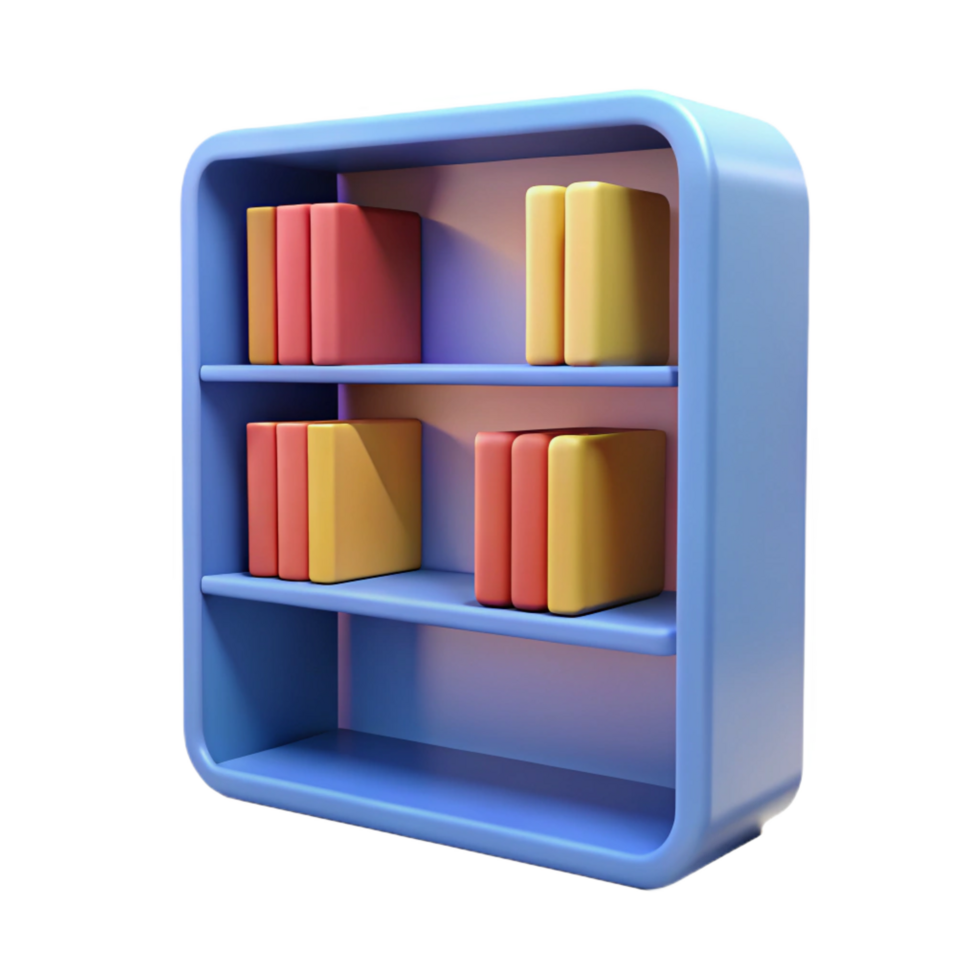 calm mesmerizing Bookshelf, NO BACKGROUND with Transparent Background. precision png
