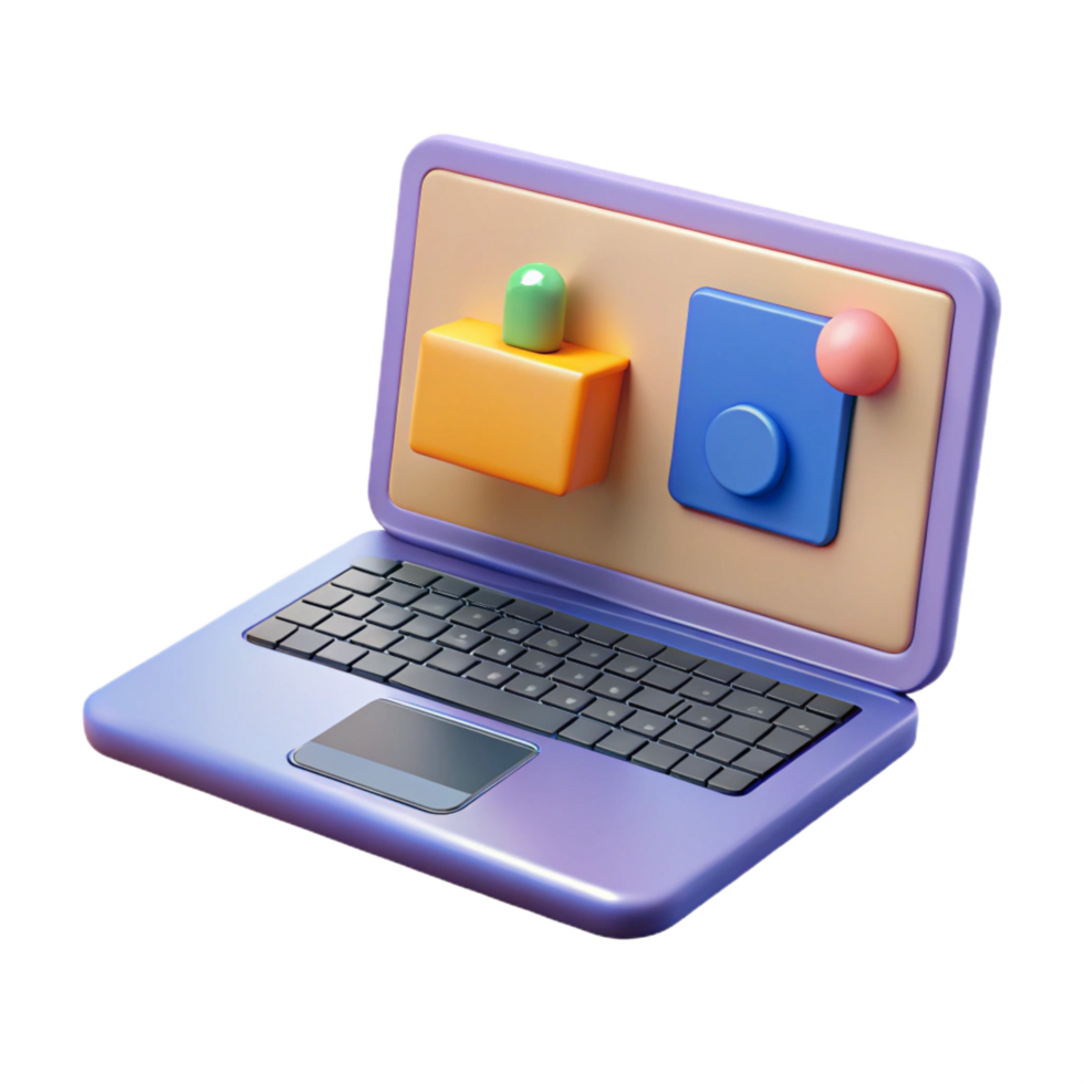 alluring retro Laptop with conferencing software open NO BACKGROUND with Transparent Background. 8K png