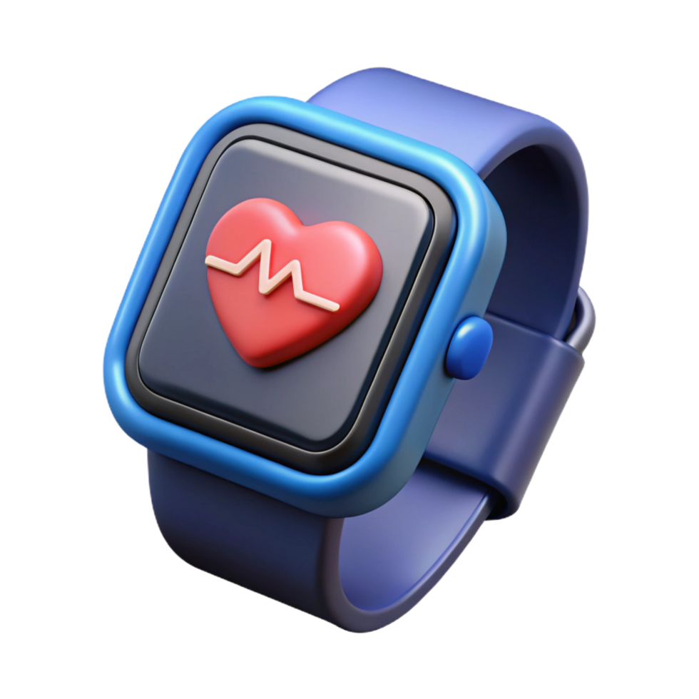 distinctive creative Smartwatch displaying heart rate monitor data NO BACKGROUND with Transparent Background. handcrafted png