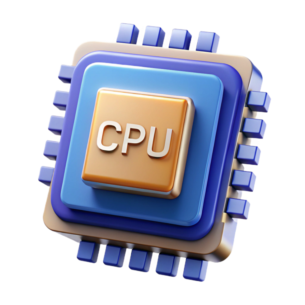 elegante geométrico CPU central em processamento unidade computador hardware não fundo com transparente fundo. museu qualidade png