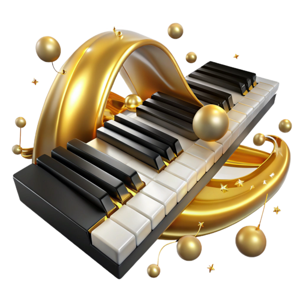 beautiful vintage Piano Keys and Musical Notes Cutout with Elegant Design Isolated professional png