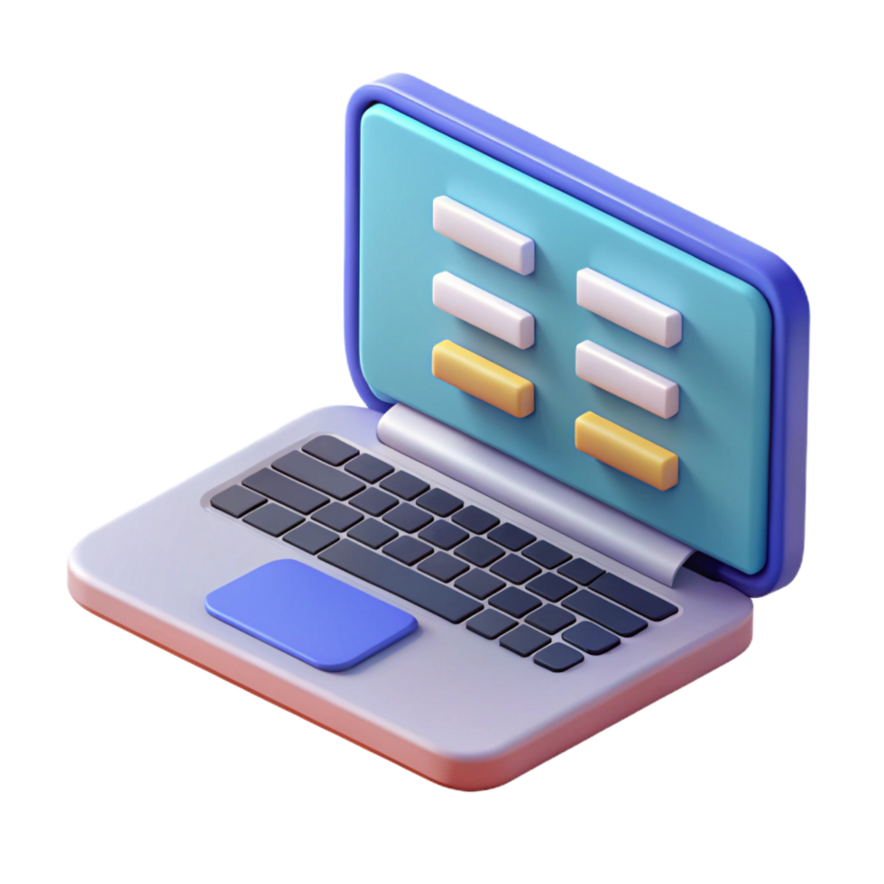 dynamic sumptuous Laptop with coding software open programming language NO BACKGROUND with Transparent Background. premium png