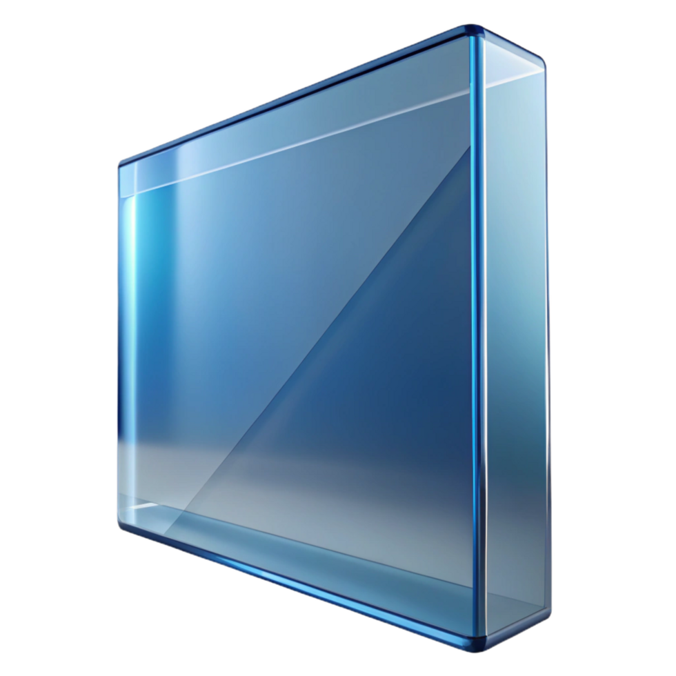 distinctive futuristic Glass panel, reflective, NO BACKGROUND with Transparent Background. gallery standard png