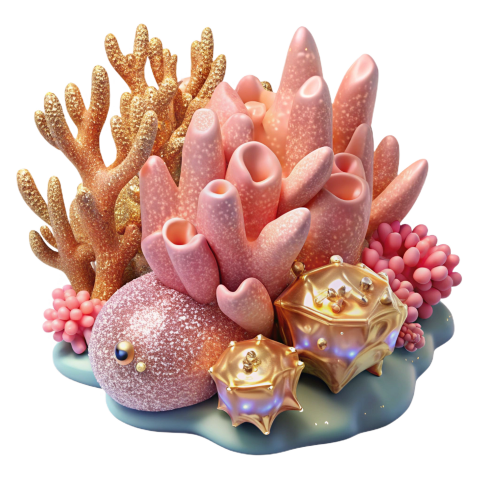 serene rustic Pink Coral Reef Fractal Marine Life Cutout exclusive png
