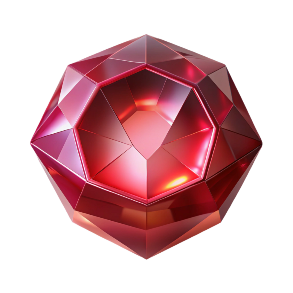 dreamy mesmerizing A single, perfect ruby, radiating an inner light. NO BACKGROUND with Transparent Background. crisp png