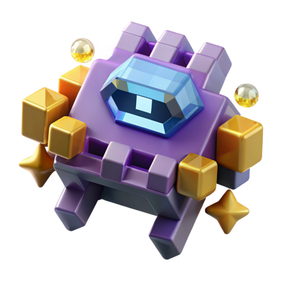 elegant artistic Pixel Art Space Invader Isolated Transparent Background premium png