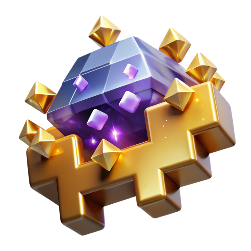 serene abstract Pixel Art Space Invader Isolated Transparent Background detailed png