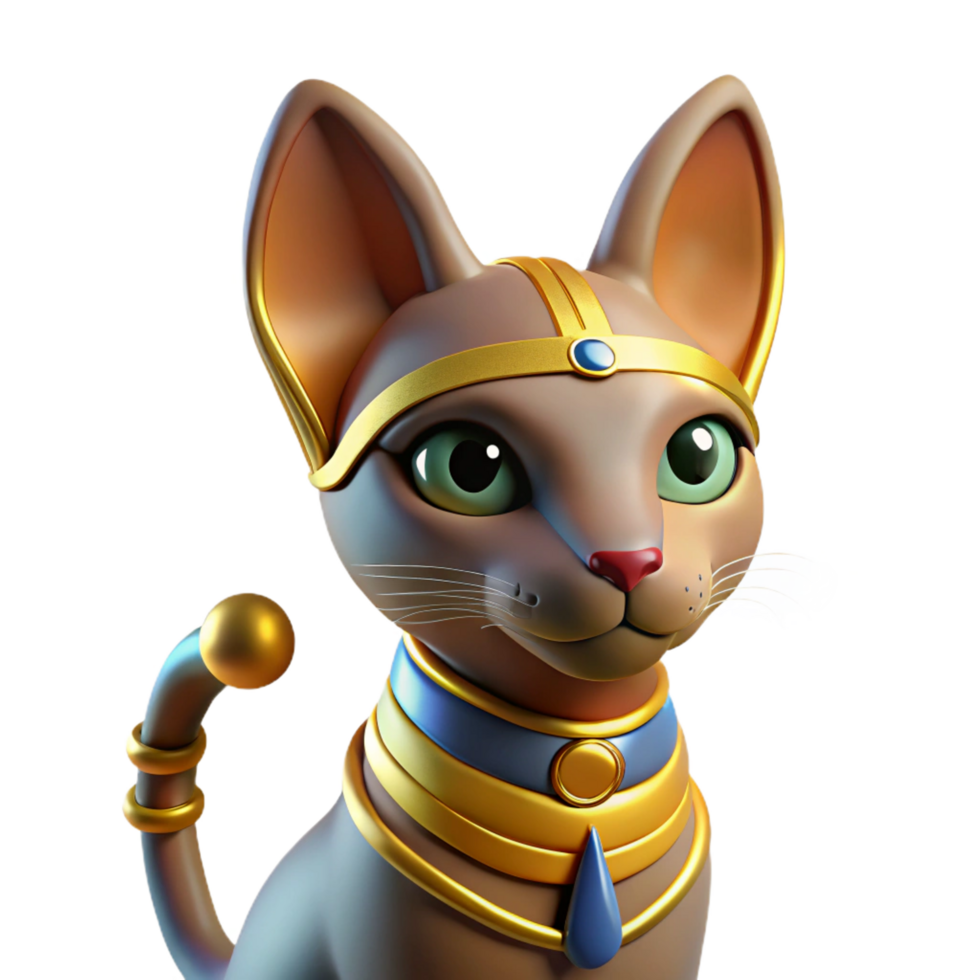 dazzling melancholic gothic Bastet, Egyptian cat goddess NO BACKGROUND with Transparent Background. expertly shot png