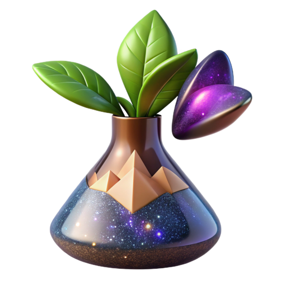 extraordinary vintage Plant Growing in Beaker Transparent Cutout detailed png