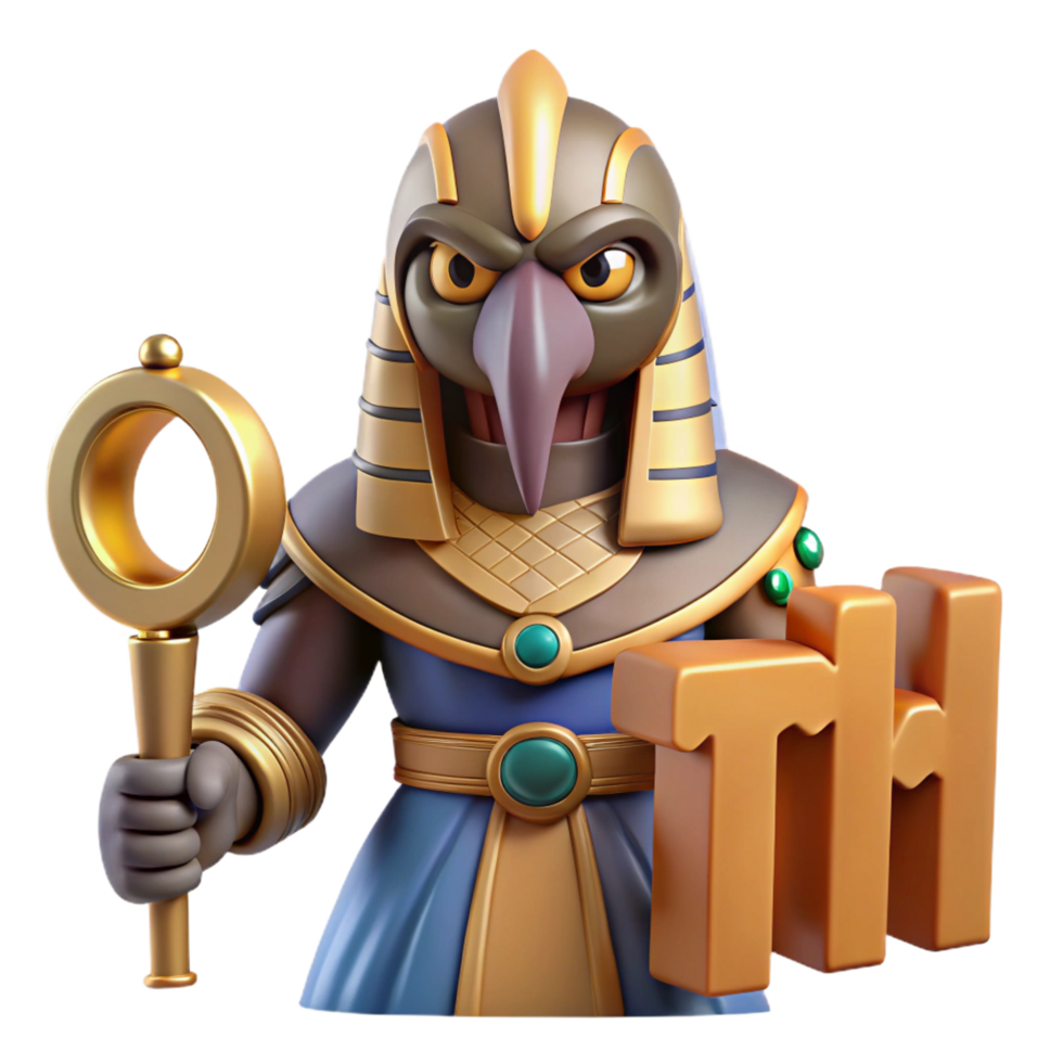 dramatic geometric Thoth, Egyptian god of writing and knowledge NO BACKGROUND with Transparent Background. 8K png