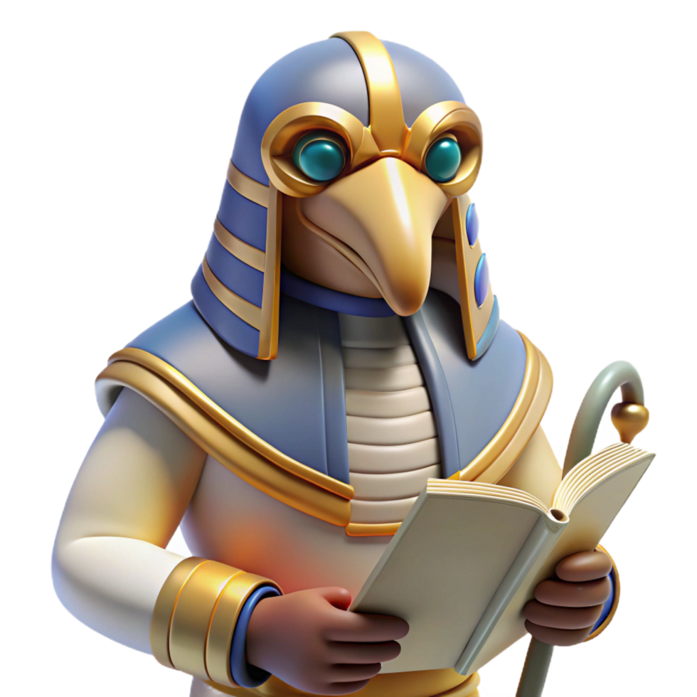acclaimed traditional Thoth, Egyptian god of writing and knowledge NO BACKGROUND with Transparent Background. sharp png