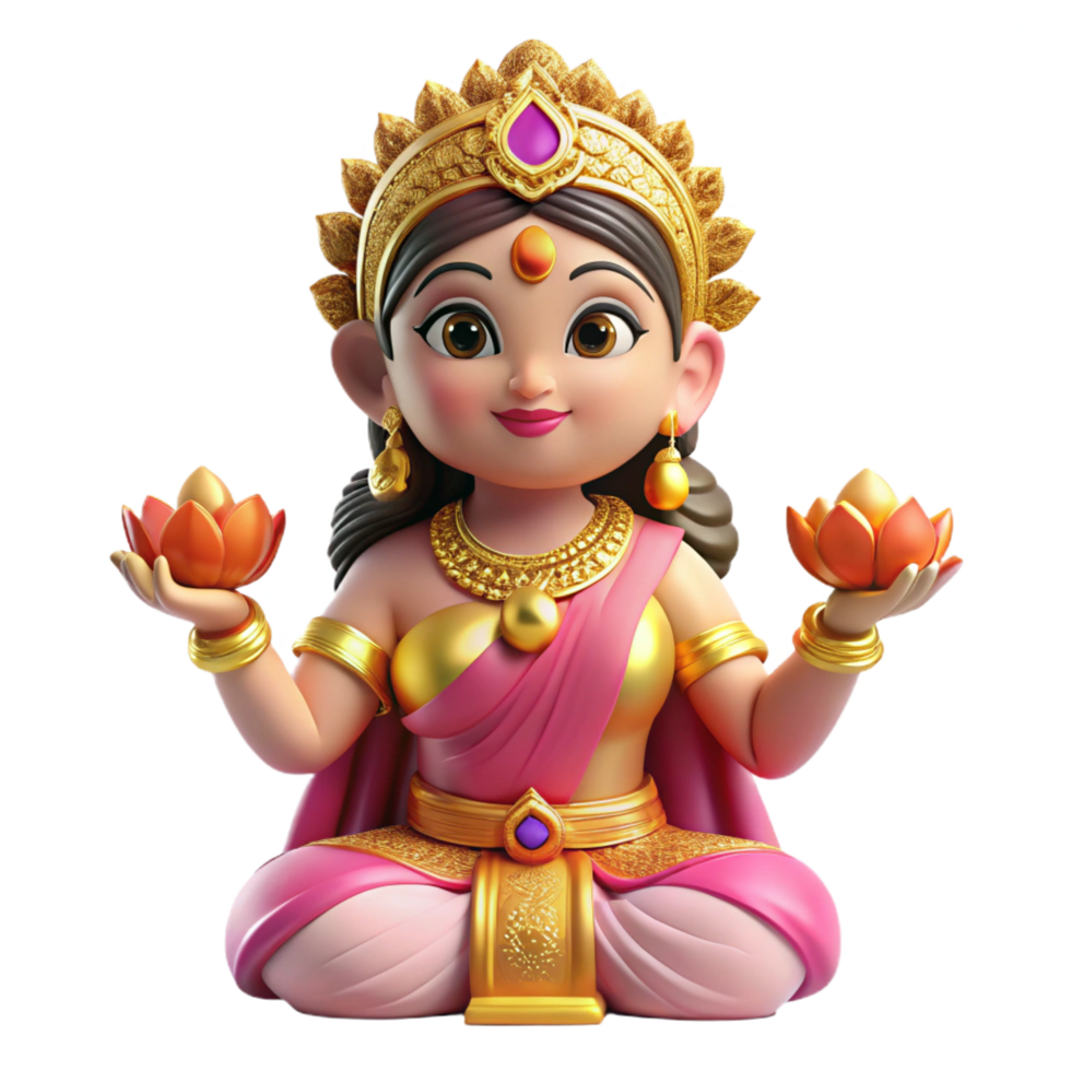 dramatic art deco Lakshmi, Hindu goddess of wealth and prosperity NO BACKGROUND with Transparent Background. luxury png