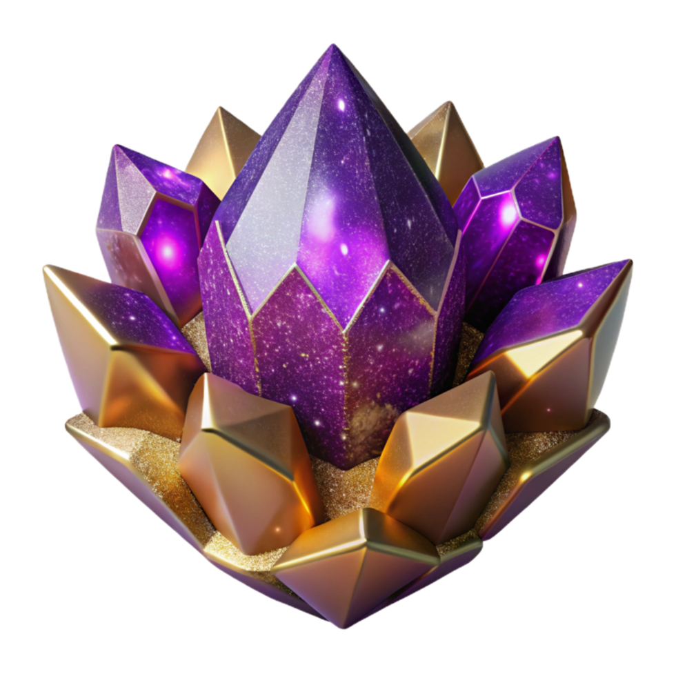wonderful vintage Purple Amethyst Crystal Fractal Cutout Isolated Element original png