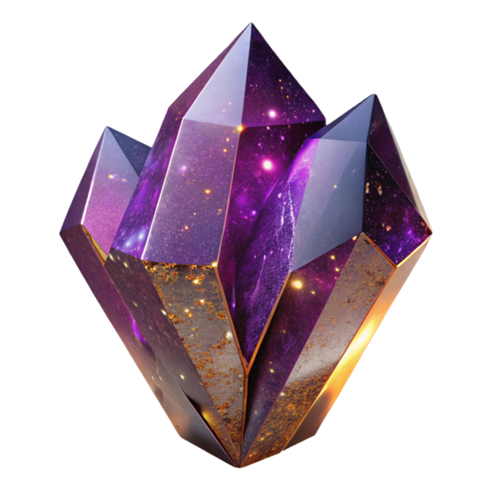 elegant minimalist Purple Amethyst Crystal Fractal Cutout Isolated Element authentic png