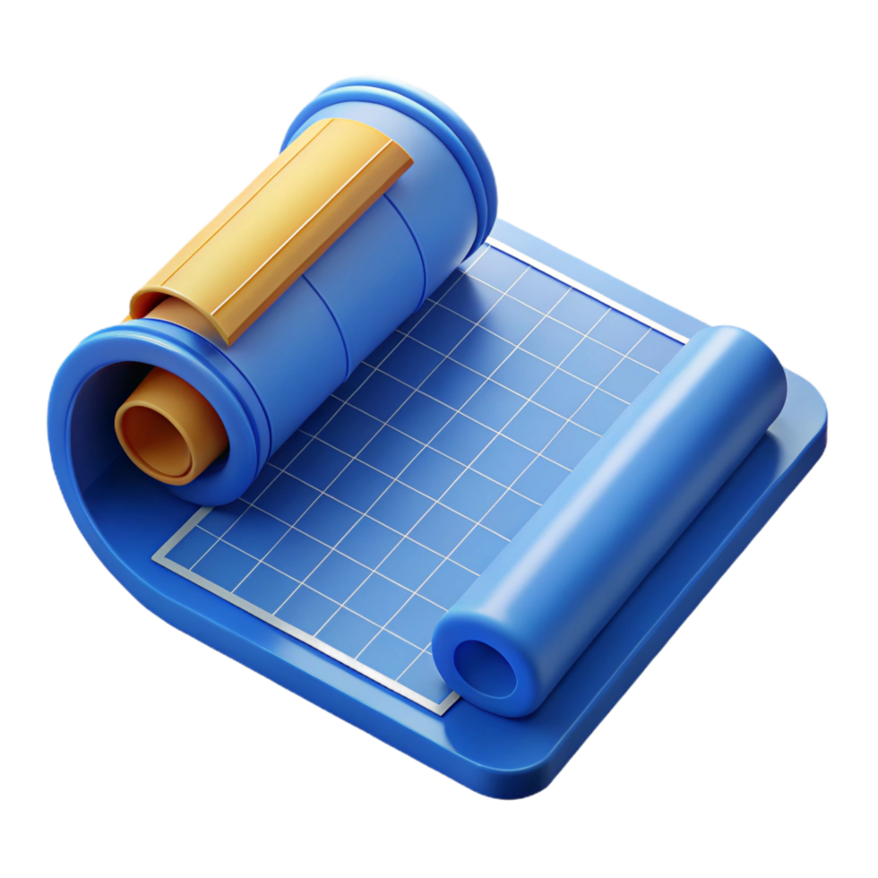 captivating abstract Architectural blueprint roll, NO BACKGROUND with Transparent Background. precision png