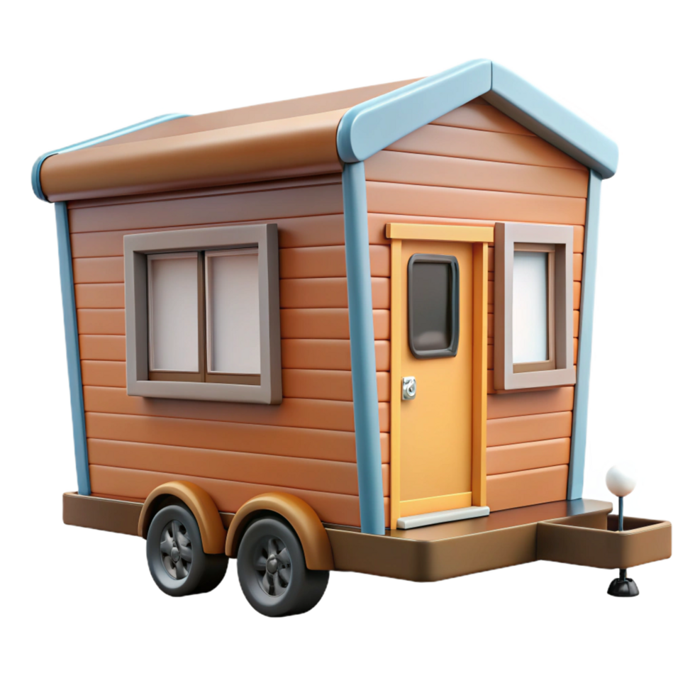 distinctive traditional Tiny house on wheels, NO BACKGROUND with Transparent Background. crisp png