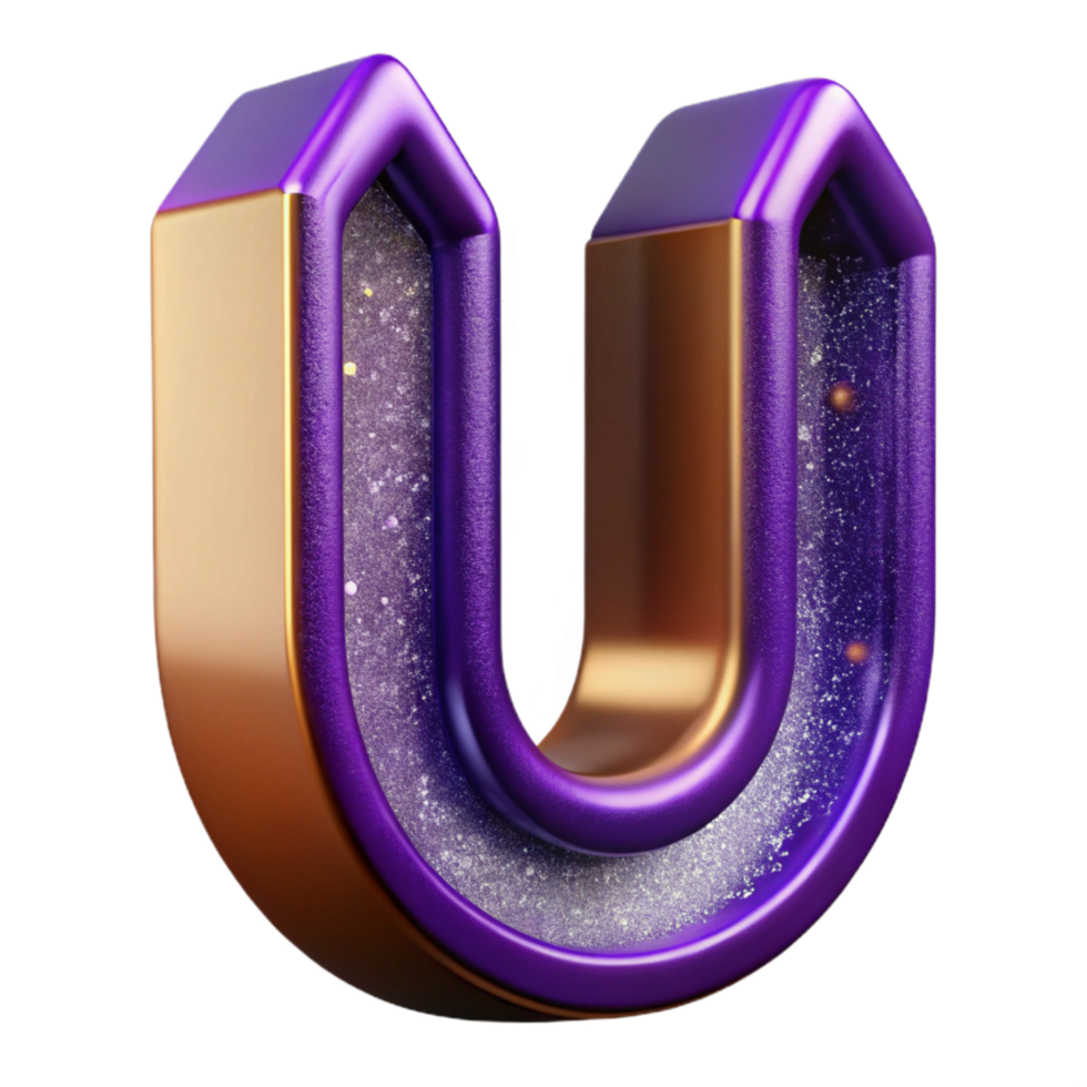 beautiful vintage Purple Block Letter U Isolated Element original png