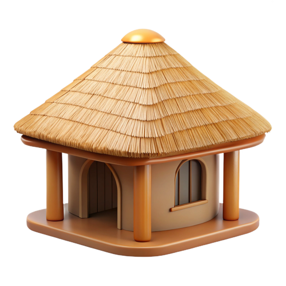 acclaimed classic Thatched roof section, NO BACKGROUND with Transparent Background. 4K png
