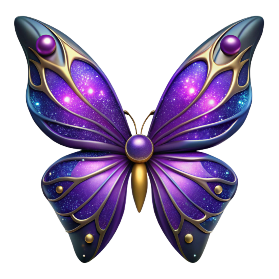 vibrant contemporary Purple Butterfly Wing Fractal Insect Cutout professional png