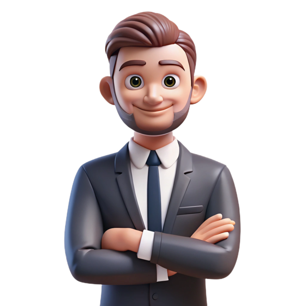 bold extraordinary Serious businessman, arms crossed, power pose, NO BACKGROUND with Transparent Background. high quality png