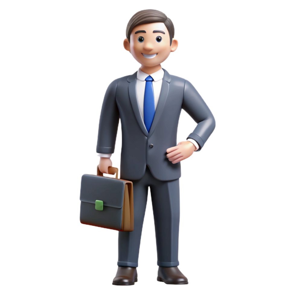 dynamic splendid Business executive, suit, briefcase, NO BACKGROUND with Transparent Background. refined png