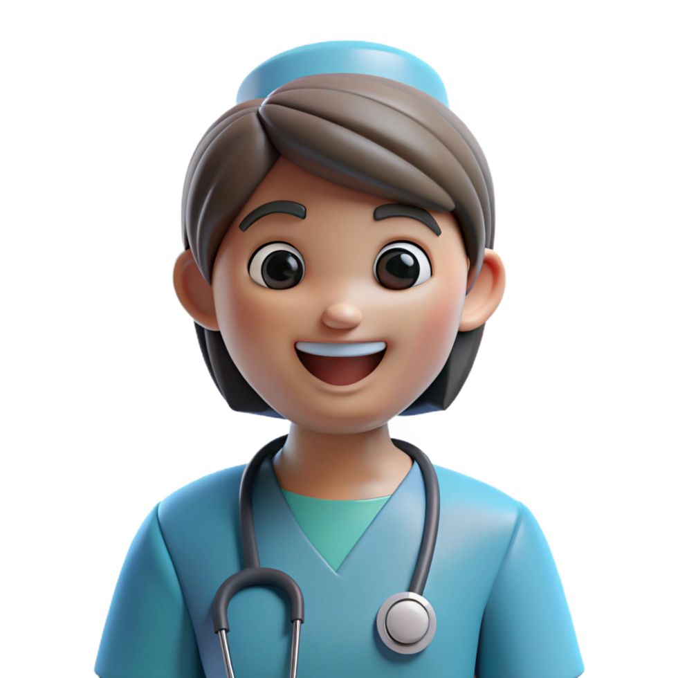 dreamy exquisite Nurse, scrubs, smiling, friendly, NO BACKGROUND with Transparent Background. precision png