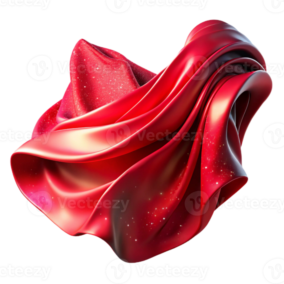 impressive vintage Red Fabric Rippling in the Wind Isolated png