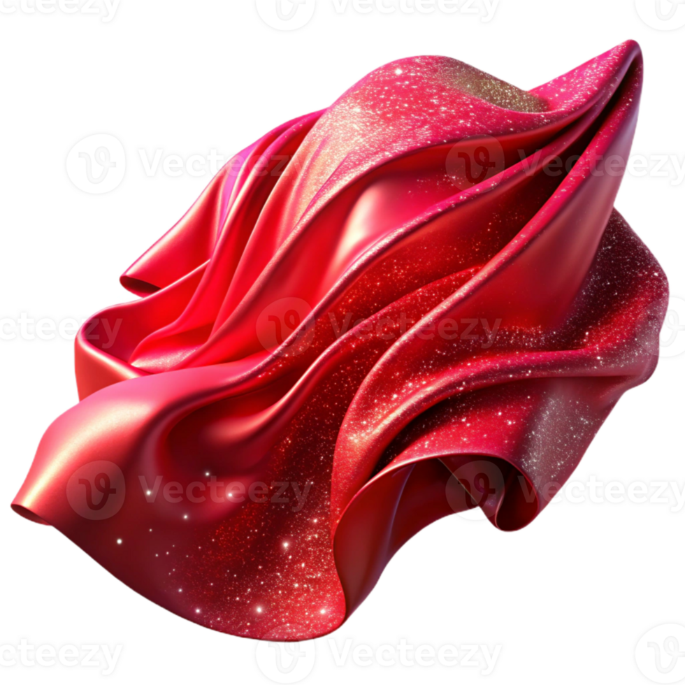 vibrant abstract Red Fabric Rippling in the Wind Isolated png