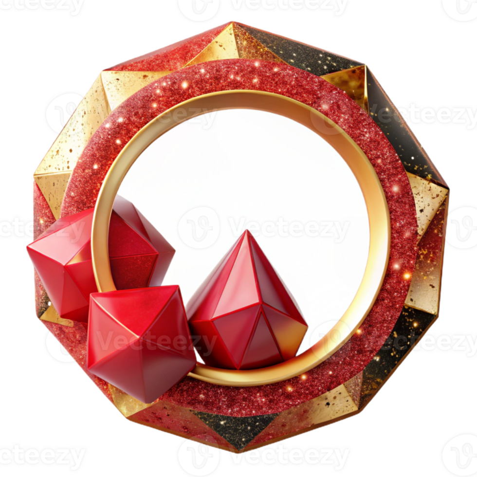 extraordinary artistic Red Geometric Circle Frame with Transparent Background high resolution png
