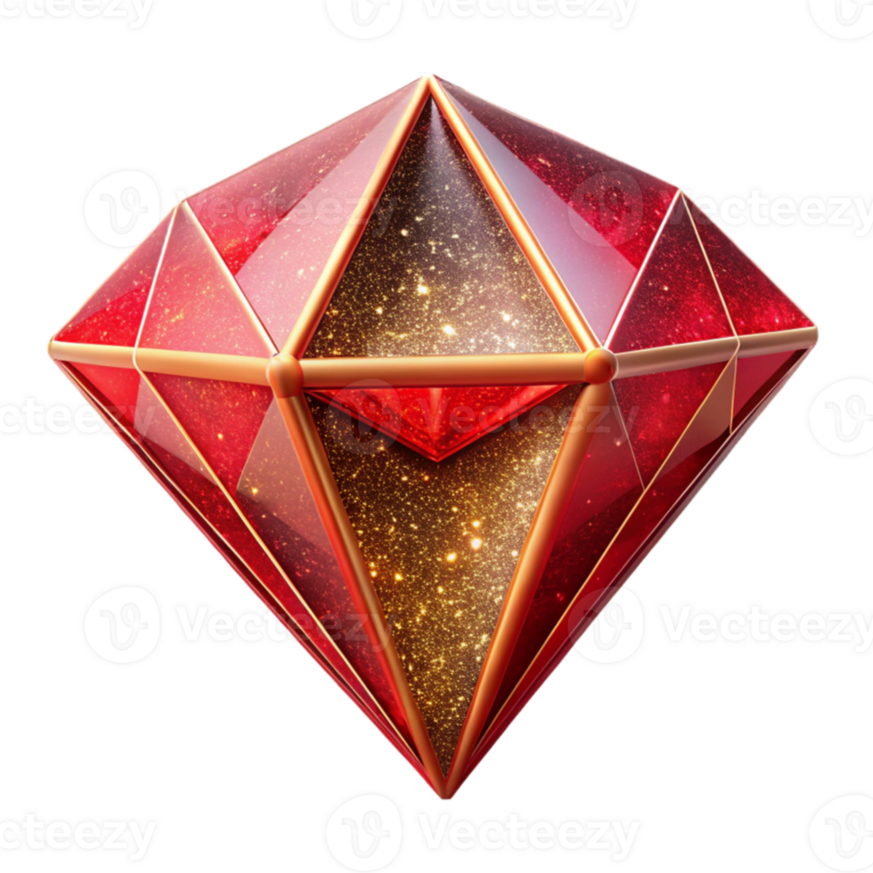 beautiful creative Red Geometric Diamond Overlay with Transparent Background high resolution png