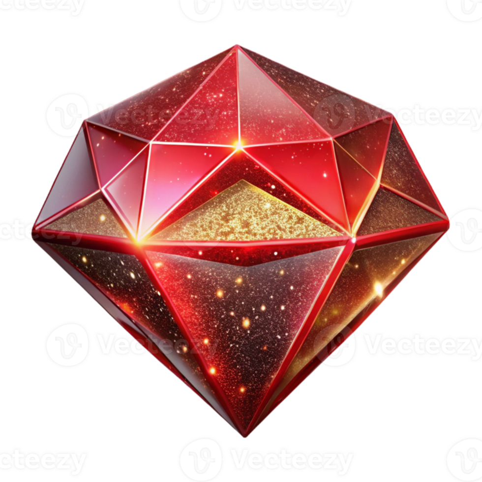 elegant contemporary Red Geometric Diamond Overlay with Transparent Background detailed png