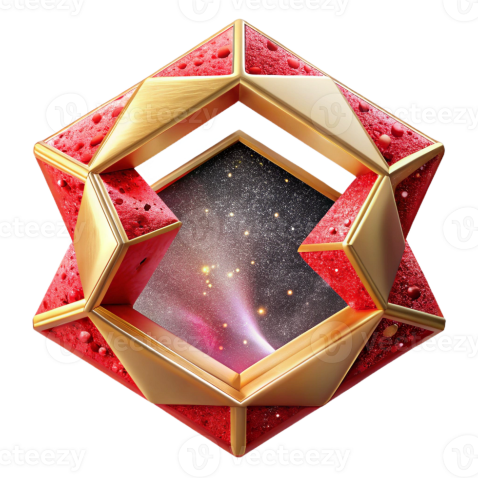 serene traditional Red Geometric Square Frame with Transparent Background png