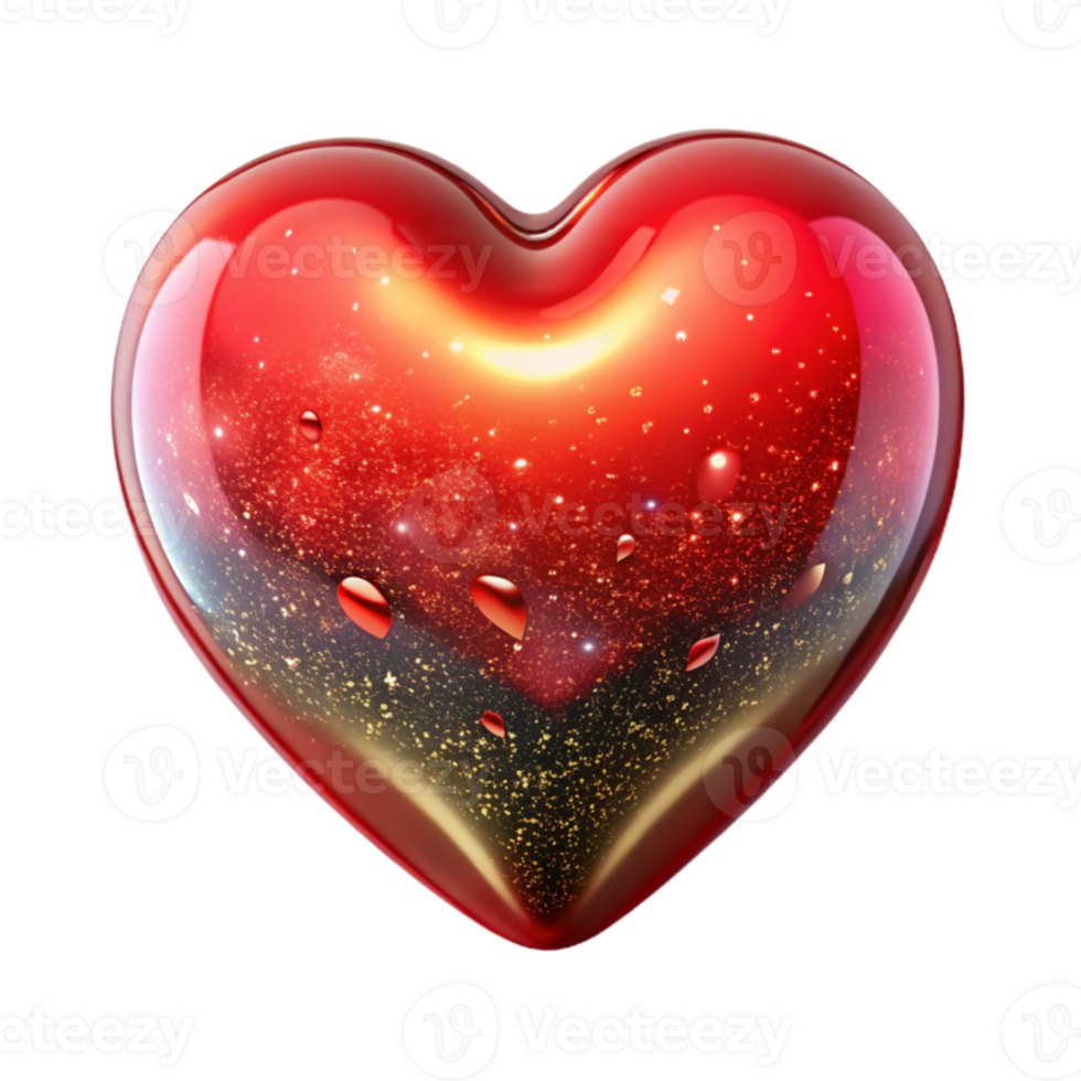 beautiful abstract Red Heart Shape Front View Isolated authentic png