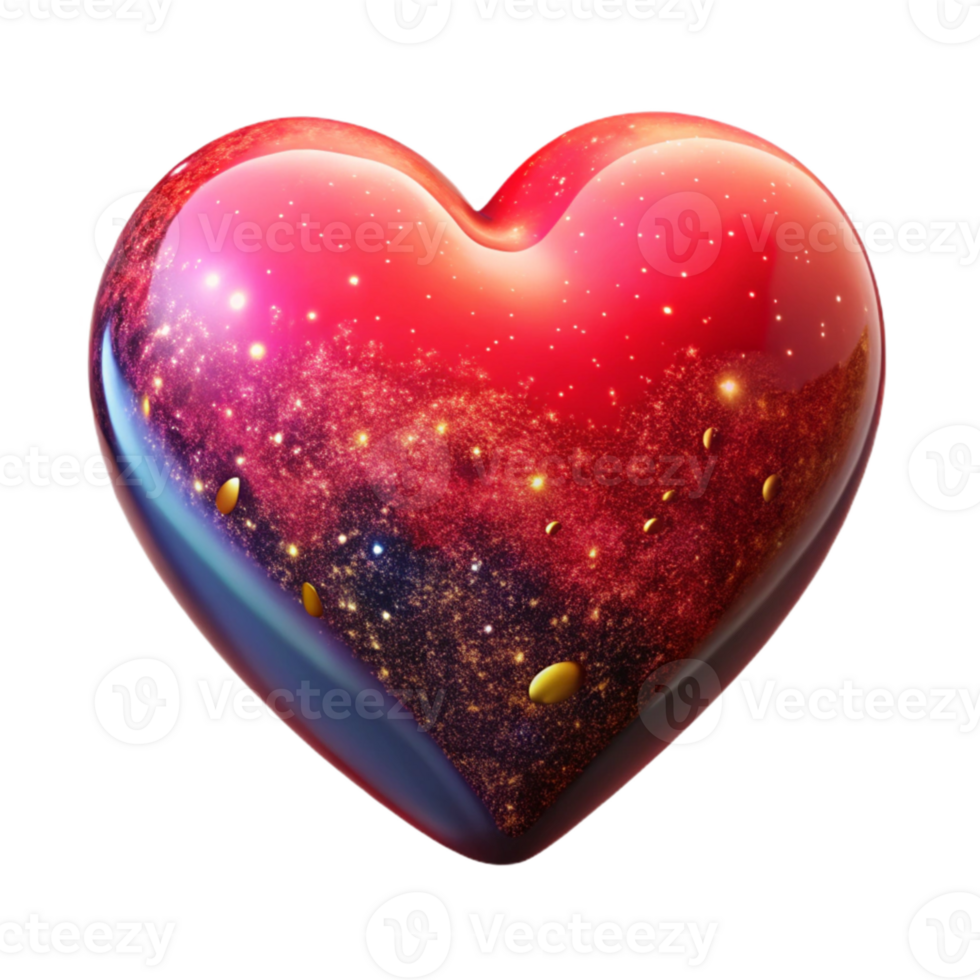 elegant classic Red Heart Shape Front View Isolated detailed png