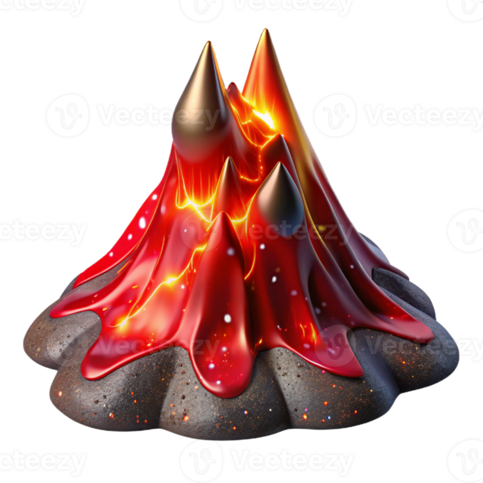 beautiful classic Red Hot Lava Flowing Down Slope Transparent professional png