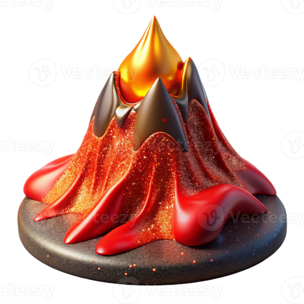 stunning abstract Red Hot Lava Flowing Down Slope Transparent high resolution png