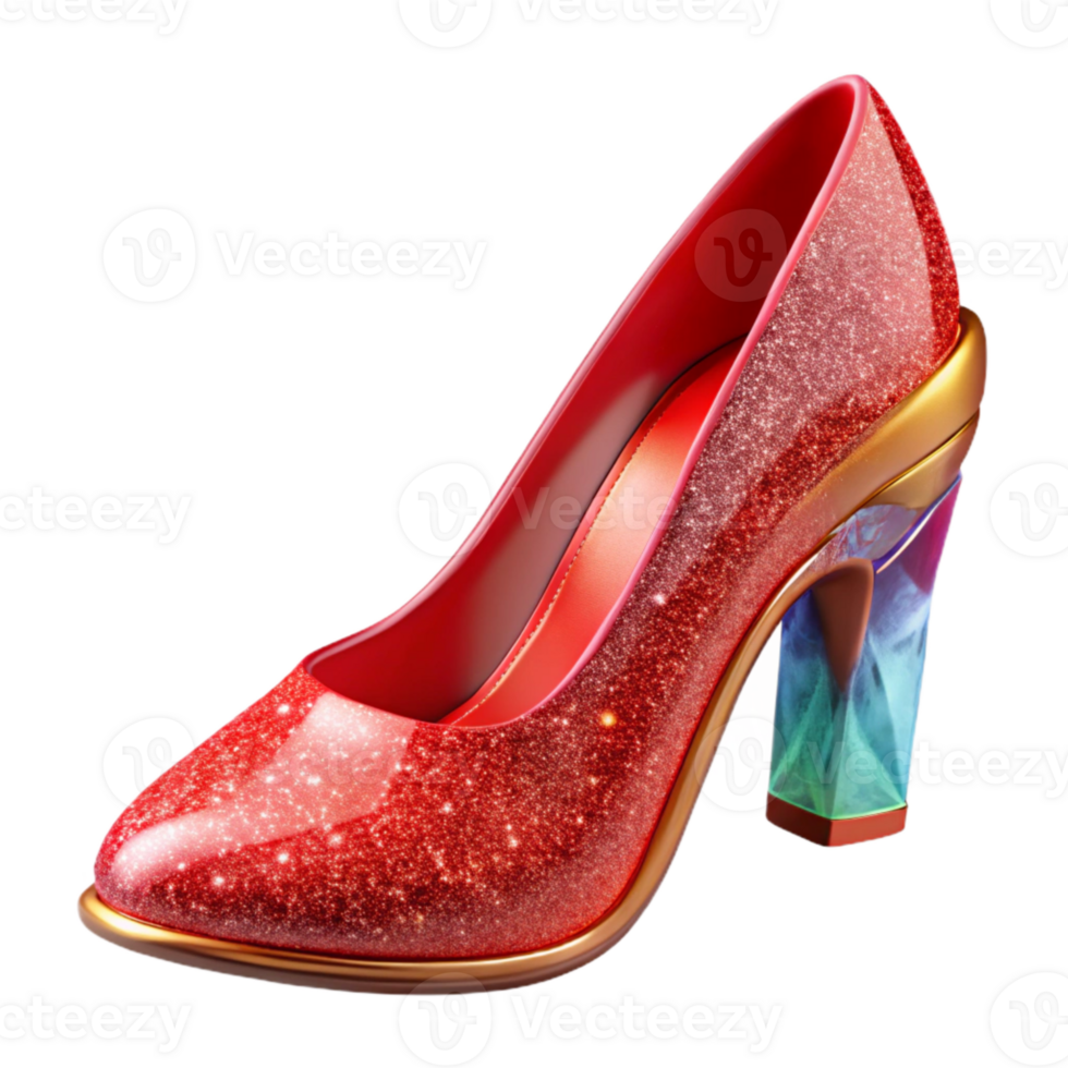 vibrant abstract Red High Heel Shoe Side View Transparent Background premium png
