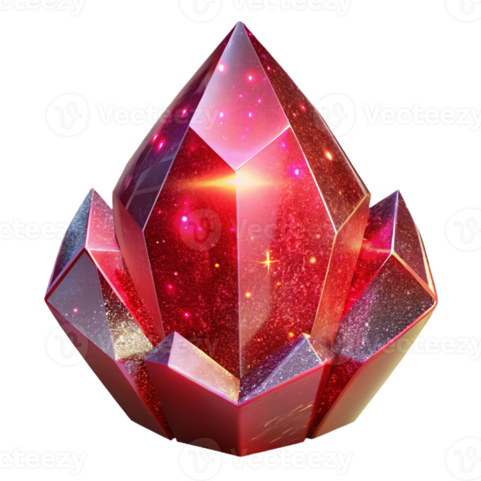 impressive abstract Red Light on a Ruby Gemstone Transparent Background png