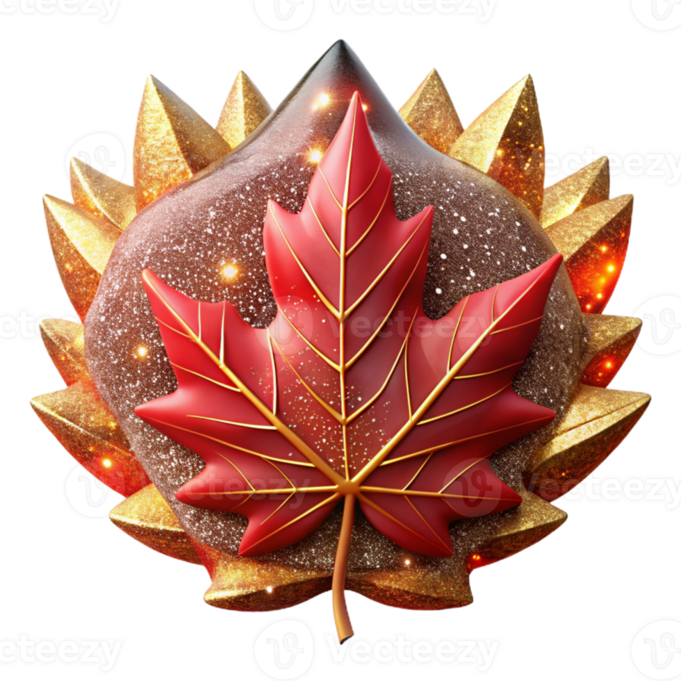 dramatic artistic Red Maple Leaf Fractal Pattern Cutout Isolated png