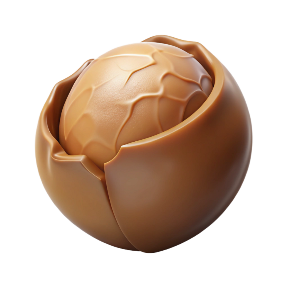 beautiful passionate baroque Macadamia nut, single, cracked. NO BACKGROUND with Transparent Background. ultra HD png
