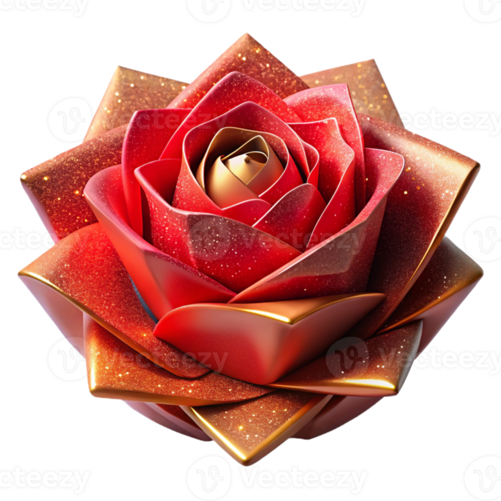 serene modern Red Origami Rose Isolated with Soft Shadows png
