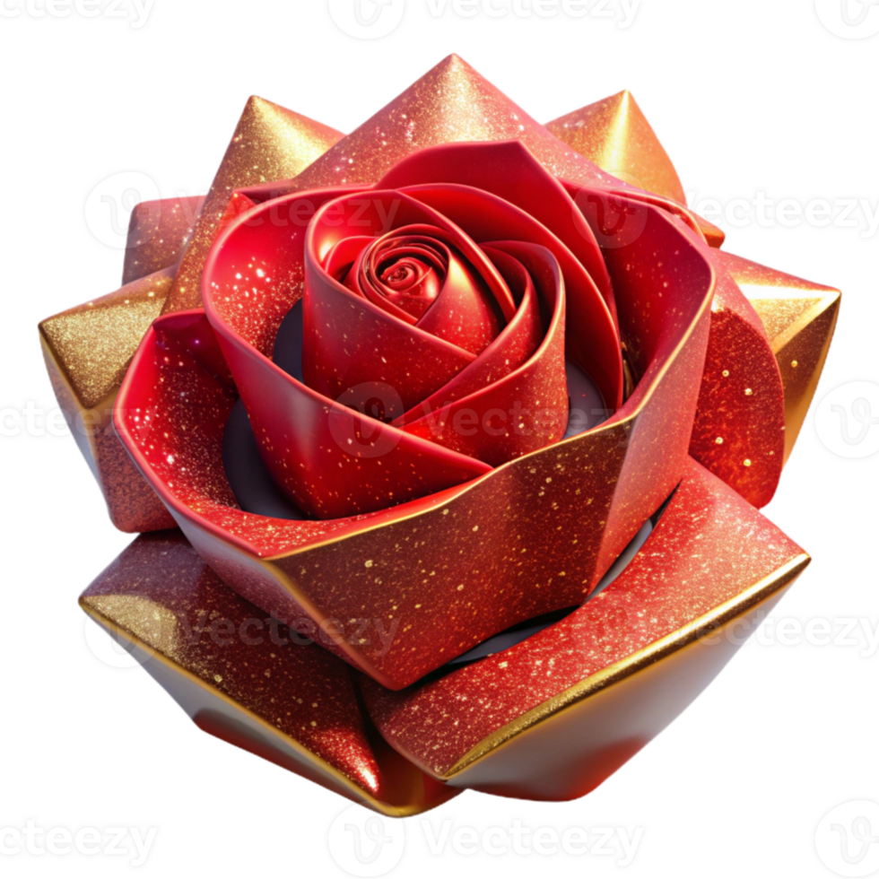 extraordinary rustic Red Origami Rose Isolated with Soft Shadows png