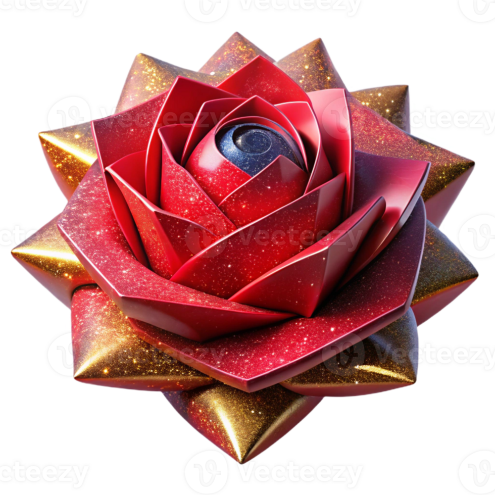 serene artistic Red Origami Rose Isolated with Soft Shadows high resolution png