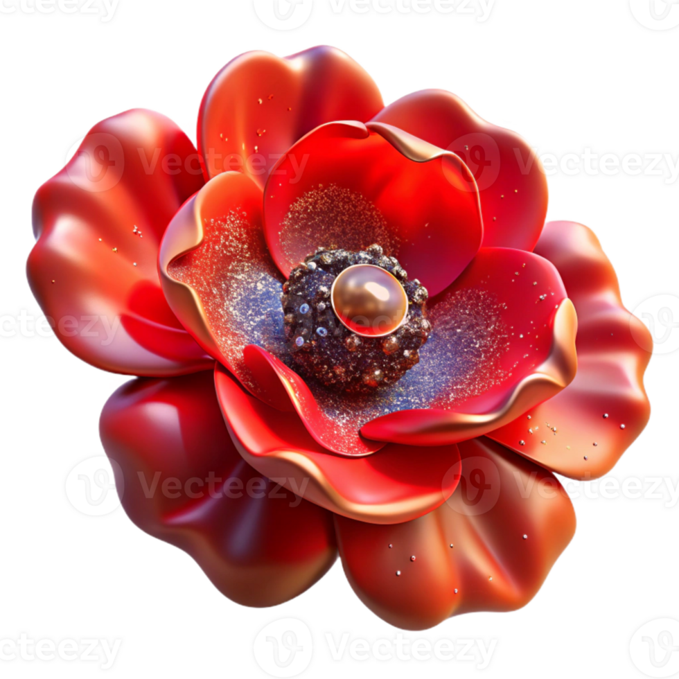 magnificent abstract Red Poppy Flower Fractal Floral Element Cutout professional png